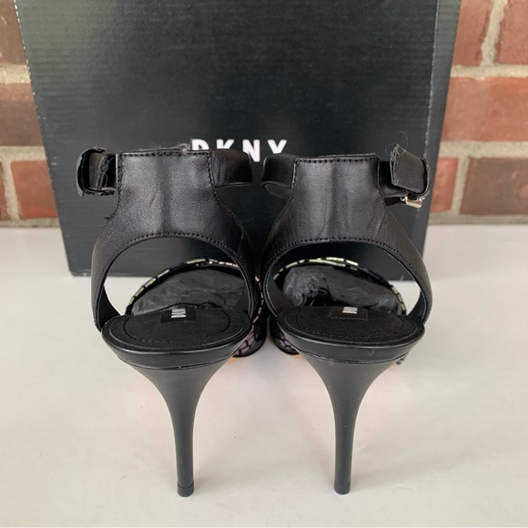 DKNY Womens ivy Peep Toe high heel Ankle Strap Sandals Multi/Snake print US 7 M - Picture 6 of 10